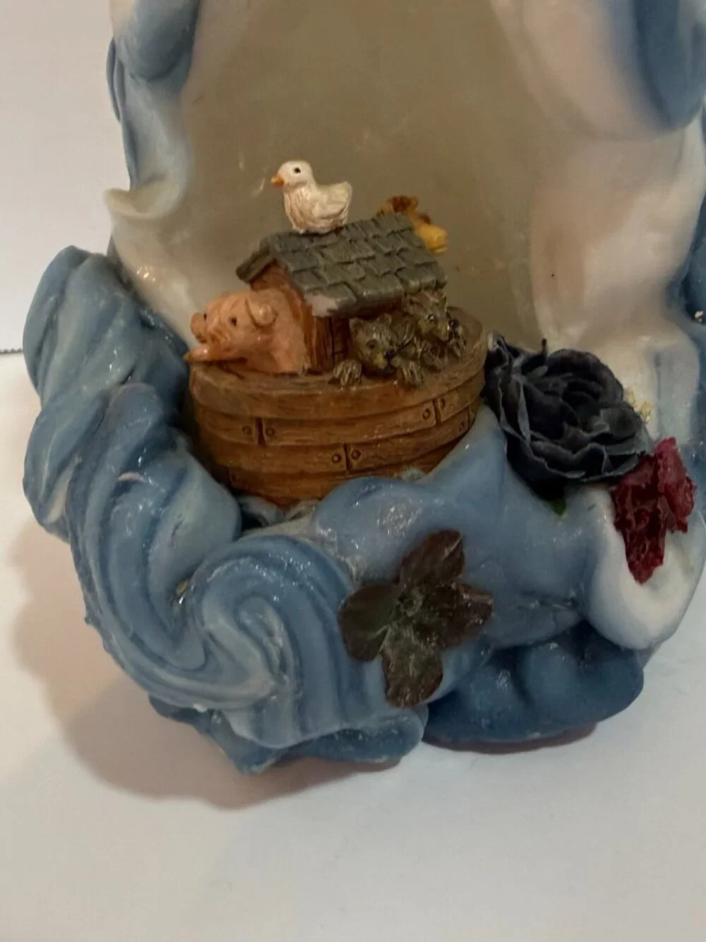NOAH'S ARK Hand Carved Ribbon Wax Pillar Artisan Candle Vintage 80's- 90s